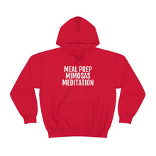 Load image into Gallery viewer, Meal Prep, Mimosas, Meditation - Unisex Heavy Blend™ Hooded Sweatshirt - Professional Hoodrat