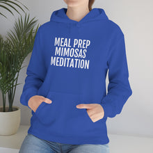 Load image into Gallery viewer, Meal Prep, Mimosas, Meditation - Unisex Heavy Blend™ Hooded Sweatshirt - Professional Hoodrat