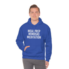 Load image into Gallery viewer, Meal Prep, Mimosas, Meditation - Unisex Heavy Blend™ Hooded Sweatshirt - Professional Hoodrat