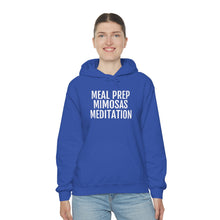 Load image into Gallery viewer, Meal Prep, Mimosas, Meditation - Unisex Heavy Blend™ Hooded Sweatshirt - Professional Hoodrat