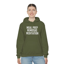 Load image into Gallery viewer, Meal Prep, Mimosas, Meditation - Unisex Heavy Blend™ Hooded Sweatshirt - Professional Hoodrat
