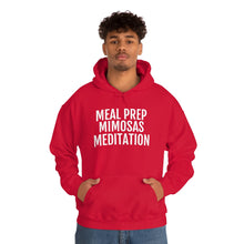 Load image into Gallery viewer, Meal Prep, Mimosas, Meditation - Unisex Heavy Blend™ Hooded Sweatshirt - Professional Hoodrat