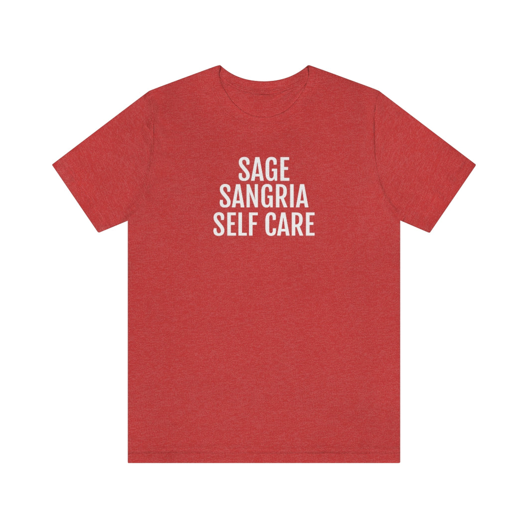 Sage, Sangria, Self Care - Unisex Jersey Short Sleeve Tee