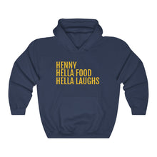 Load image into Gallery viewer, Henny, Hella Food, Hella Laughs - Unisex Heavy Blend™ Hooded Sweatshirt - Professional Hoodrat
