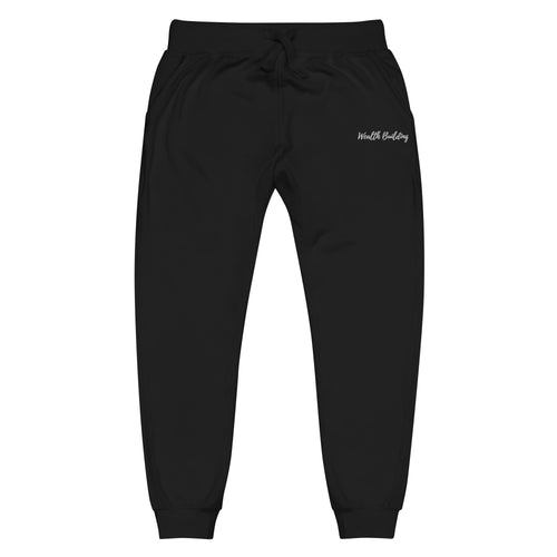 Wealth Building (White Embroidery) - Unisex fleece joggers - Professional Hoodrat